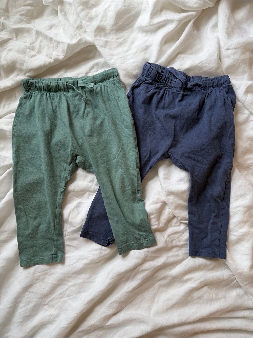 H&M Baby Organic Cotton Harem Pants Set in Green & Navy